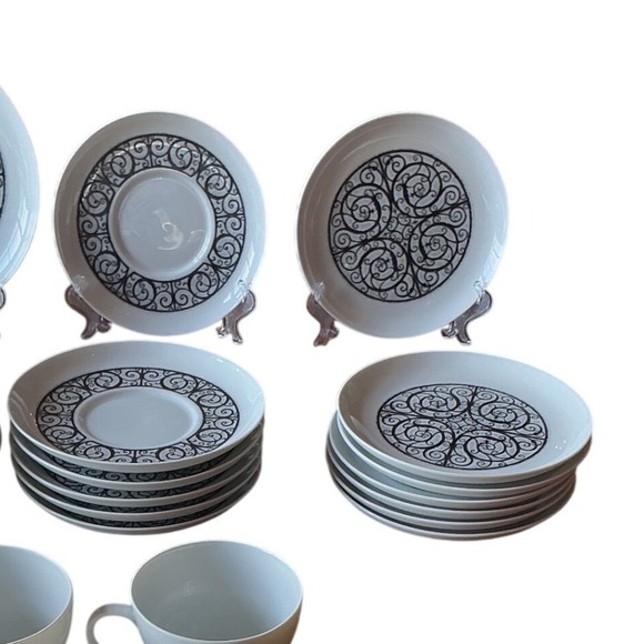 Noritake Esperanza 6924 Vintage China Set of 46 Modern Black & White (Japan) - Picture 8 of 11